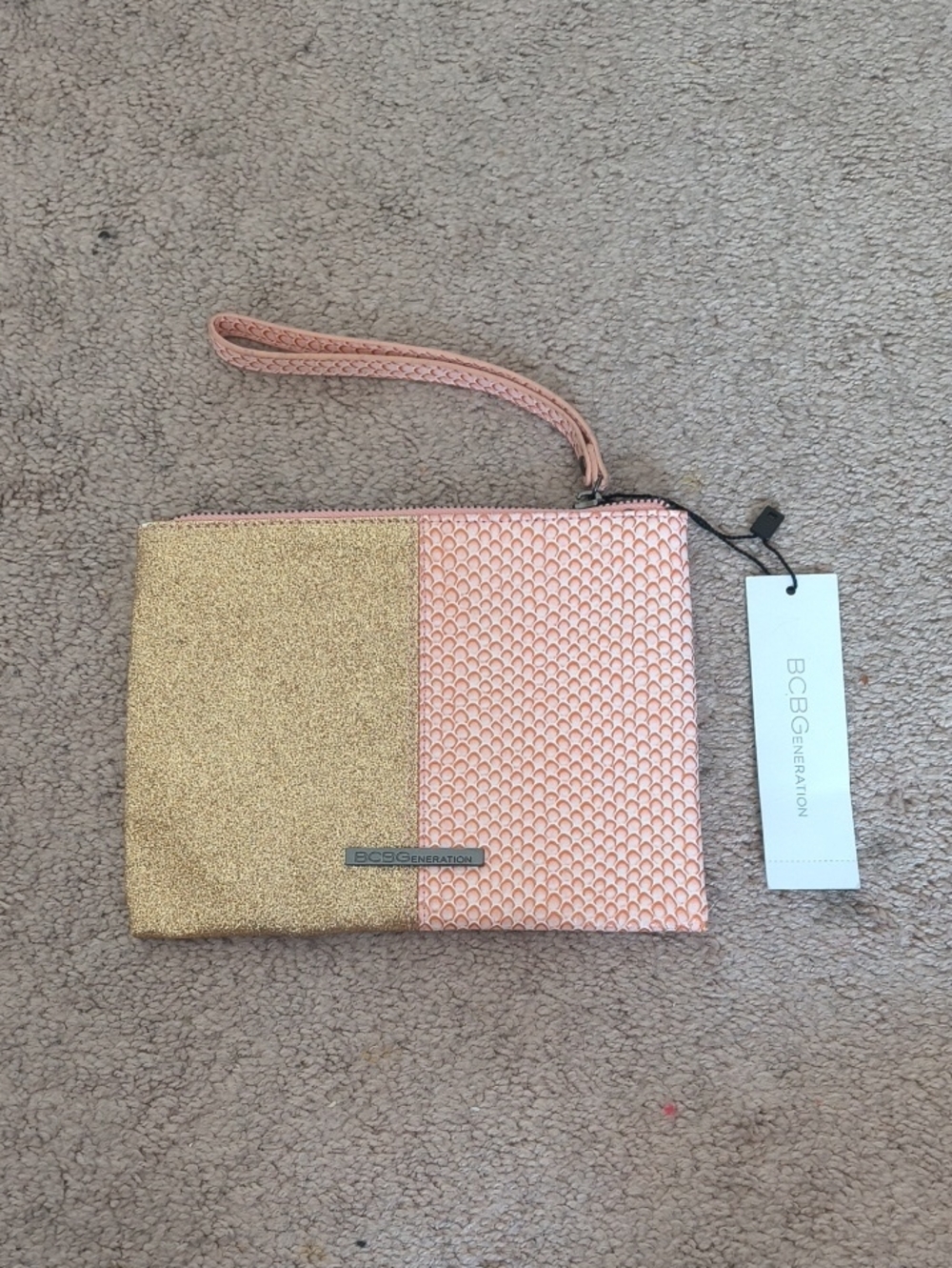 BCBGeneration Gold and Pink Two-Tone Wristlet Clutch